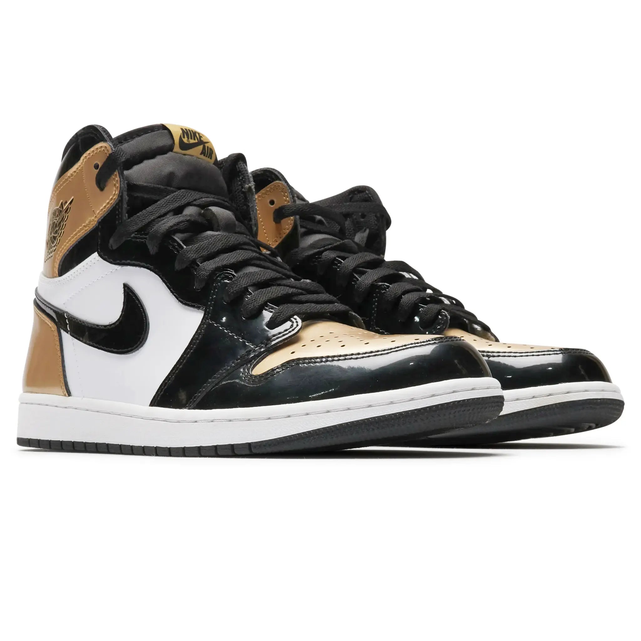 Front Side View of Preloved - Air Jordan 1 Retro High NRG Patent Gold Toe